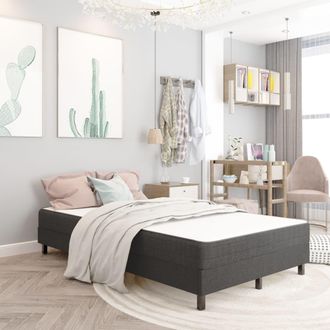 vidaXL Cama Box Spring Tela Gris Oscuro 120x200 Cm Vidaxl
