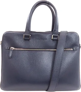Ferragamo Navy Leather Briefcase (Pre-Owned)