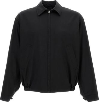 Kaptain Sunshine Zip Jacket in Wool Poplin - Heren - Bomber jackets - Zwart - M - Wol - Jassen