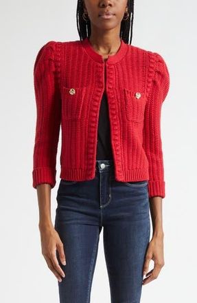 L'agence Delli Juliet Sleeve Cotton Blend Cardigan in Engine Red/Gold at Nordstrom Rack, Size Large