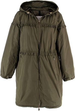 Moncler Green Ruched Luxembourg Parka Size S