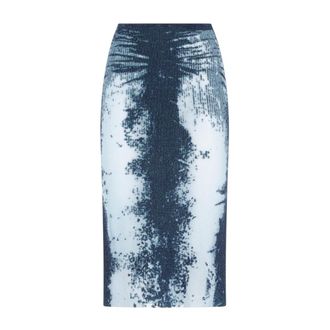Diesel Rokken, Dames, Blauw, S, Katoen, Blauwe Metallic Gebreide Midi Rok