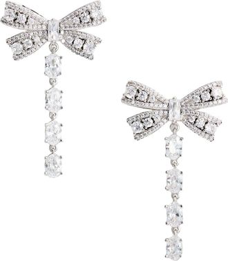 Self Portrait Earrings With Crystal Bow Design And Dynamic Drops