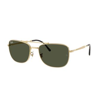 Ray-Ban Rb 3755 Zonnebril Goud Groene Lenzen - unisex - Zonnebrillen - Geel - 62 MM - Accessoires