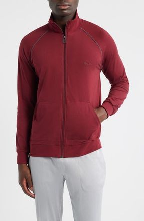 BOSS Mix Match Stretch Cotton Lounge Jacket in Dark Red at Nordstrom, Size Xx-Large