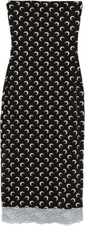 Marine Serre Kleedjes, Dames, Zwart, S, Crescent Moon Jersey Midi Jurk