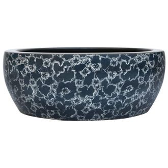 Berkfield Home Countertop Basin Black & Blue Round OE&para;41x14 cm Ceramic | Size: 41x14 cm