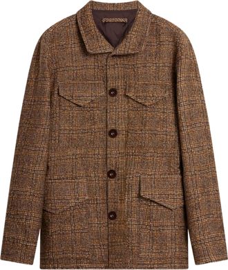 Ballantyne Checkered Brown Jacket with Structured Collar and Flap Pockets