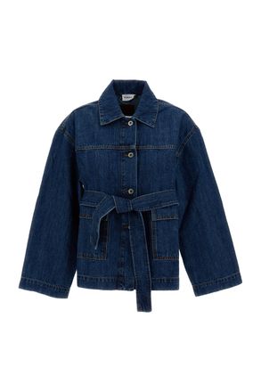 P.A.R.O.S.H. Kimono-Silhouette Denim Jacket with Removable Waist Belt
