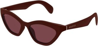 Gucci Cat Eye Zonnebril - Dames - Zonnebrillen - Rood - 52 MM - Nylon - Accessoires