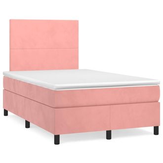 vidaXL Vidaxl - Cama Box Spring Con Colch&oacute;n Terciopelo Rosa 120x190 Cm