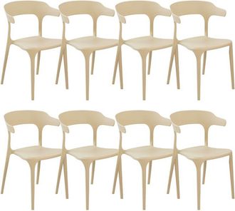 Beliani Beliani - Modern Set of 8 Garden Dining Chairs Lightweight Plastic Resistant Sand Beige Gubbio