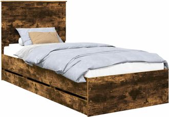 vidaXL Estructura De Cama Roble Ahumado 90 X 190 Cm Madera Ingenieril Vidaxl