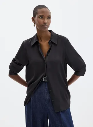 Contemporaine Womens Flowy satin loose shirt