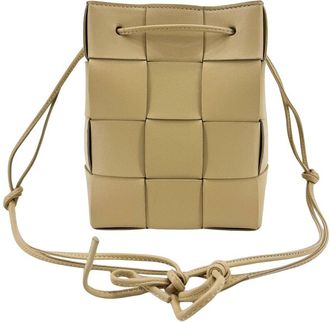 Bottega Veneta Beige Lambskin Small Cassette Bucket Bag (Authentic Pre-Loved)
