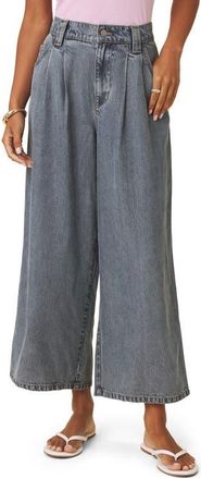 Splendid Spencer Wide Leg Pleat Crop Jeans in Indigo Blue at Nordstrom, Size X-Large