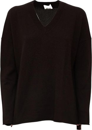 Allude V-hals Gebreide Kleding - Dames - V-hals truien - Bruin - L - Truien & Vesten