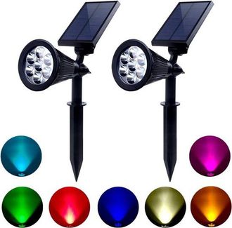 OEM 2 Unidades De Focos Solares Exteriores Led De 7 Colores Que Cambian De Color - Resistentes Al Agua - Para Jard&iacute;n, Patio Y C&eacute;sped