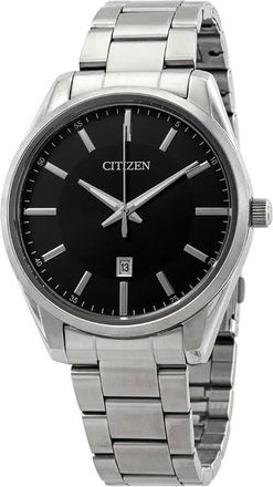 Citizen Quartz Black Dial Stainless Steel Mens Watch BI1030-53E