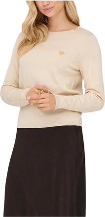 Jacqueline de Yong Round Neck Long Sleeve Truien - Dames - Ronde hals truien - Beige - M - Nylon - Truien & Vesten