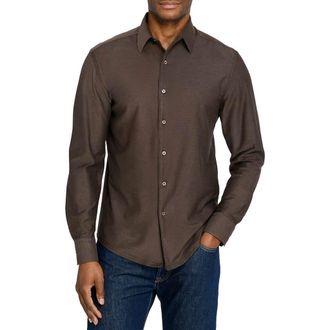 Brooklyn Brigade Solid Mapleton Luxe Cross Dyed Long Sleeve Shirt in Brown at Nordstrom, Size Xx-Large