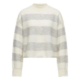 Drykorn Mathisa 10 Pullover mit Streifen - Dames - Coltruien - Beige - S - Wol - Truien & Vesten