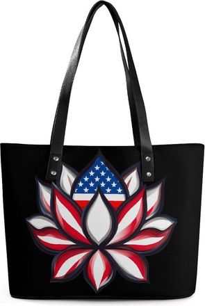 Generic Lotues Us Flag Tote Bags for Women Cute Shoulder Purses Handbags