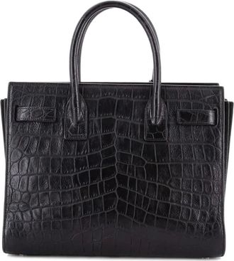 Saint Laurent Sac de Jour NM leren shopper met krokodillen-reli&euml;f - Zwart