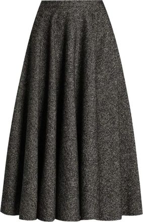 Dolce & Gabbana Gestippelde Uitlopende Midi Rok - Dames - Midirokken - Grijs - L - Wol - Rokken