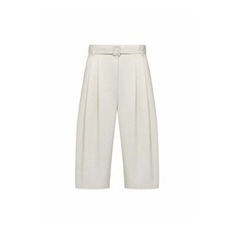 Co Belted Pleated Shorts - Dames - Korte Broeken - Wit - XS - Katoen - Korte Broeken