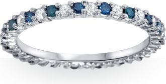 Pompeii3 1/2ct Blue & White Diamond Eternity Ring 14K White Gold Size Selectable