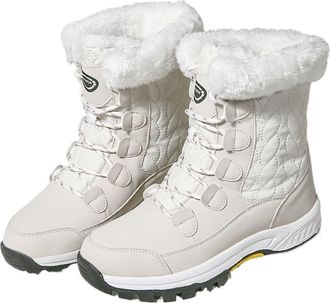 Generic Womens Winter Waterproof Snow Boots Mid-Calf Winter Shoes Warm Faux Fur Lining Boots Outdoor Travel Ankle Boots(White,6.5 UK)