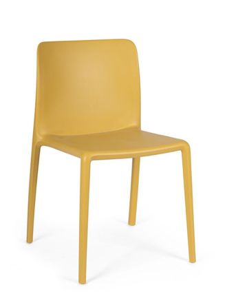 BIZZOTTO Silla de comedor de acero amarillo y polipropileno