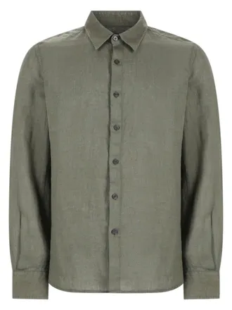 120% Lino Relaxed Linen Button-Down Casual Shirt