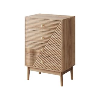STILVORA Comoda Con 4 Cajones, Estilo Mid-century Para Dormitorio Y Recibidor, En Mdf Y Tablero De Particulas, 60&times;40&times;90 Cm, Roble