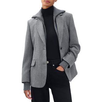 Rag & Bone Frank Mixed Media Blazer in Grey at Nordstrom Rack, Size 14