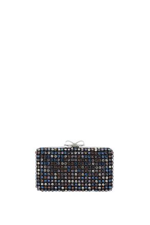 Self Portrait Rectangular Crystal-Embellished Clutch with Silver-tone Strap