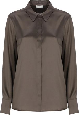 PESERICO Zijden Blouse - Dames - Overhemden - Bruin - XL - Overhemden