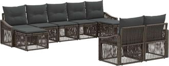 vidaXL Conjunto De Sof&aacute;s De Jard&iacute;n 9 Uds. Gris Rat&aacute;n Sint&eacute;tico Vidaxl