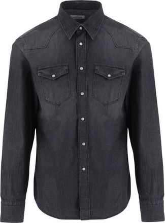 Alessandro Gherardi Katoenen Denim Shirt - Heren - Spijkeroverhemden - Grijs - L - Katoen - Overhemden