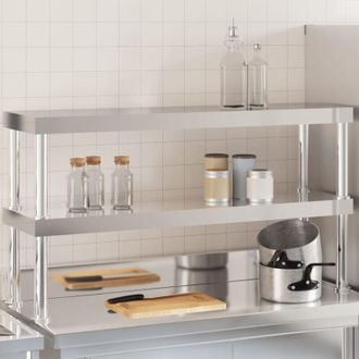 vidaXL Vidaxl - Ripiano per Tavolo da Lavoro 2 Piani 110x30x65 cm Acciaio Inox