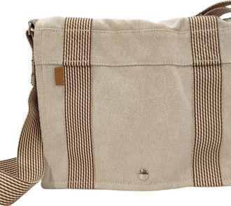 Herm&egrave;s Brown Canvas Handbag Shoulder Bag Tote Bag (Pre-Owned)