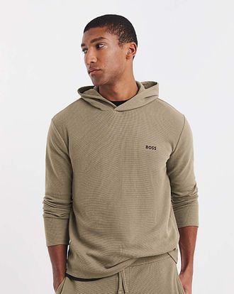 HUGO BOSS Waffle Lounge Hoodie - Brown