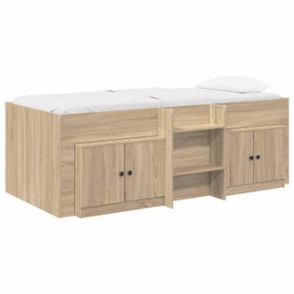 vidaXL Marco De Cama Loft Con Armario Con Puerta 3 Uds. Roble Sonoma Vidaxl