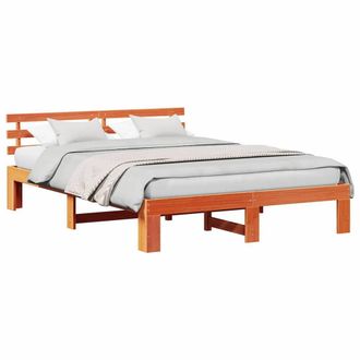 Berkfield Home Pine Wood Bed Frame Wax brown Solid wood 150 x 200 cm Bed Frame