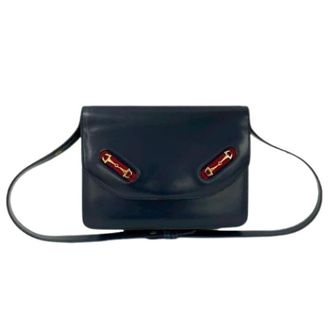 Gucci Pre-owned Leren Schoudertas - Dames - Pre-owned - Blauw - Maat: ONE Size Leer