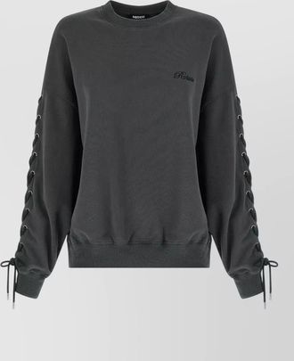 Rotate crewneck sweatshirt lace up sleeve detail
