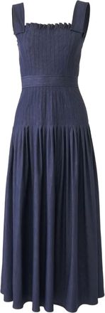 Carolina Herrera Jurk van spijkerstof met plooien - Blauw