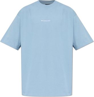 Balenciaga T-Shirts, male, Blue, Size: 2XL T-shirt with Embroidered Logo