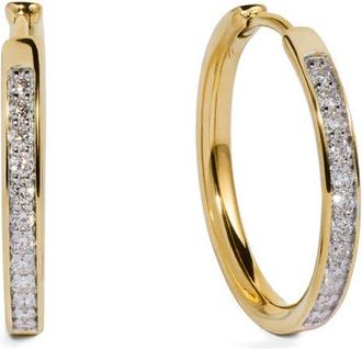 Monica Vinader Essential Lab Grown Diamond Pav&eacute; Hoop Earrings in 18K Gold Vermeil /Diamond at Nordstrom